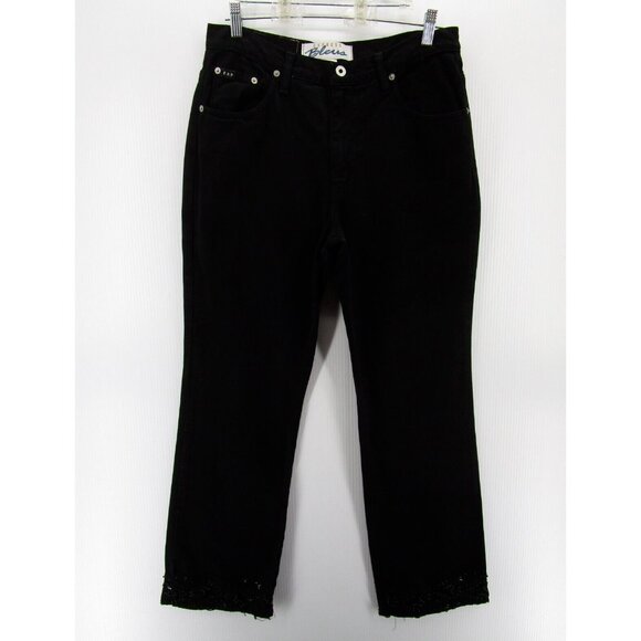 VINTAGE Express Jeans 12 Bleus Bootcut Denim Pants Beaded Hem  90s - Picture 1 of 11